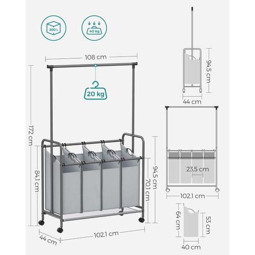 SONGMICS Košara za rublje s 4 pretinca RLS44GS slika 6