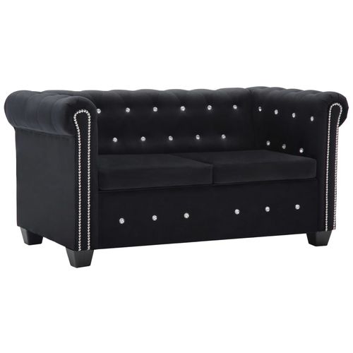 Chesterfield sofa za dvoje s baršunastom presvlakom 146 x 75 x 72 cm crna slika 42