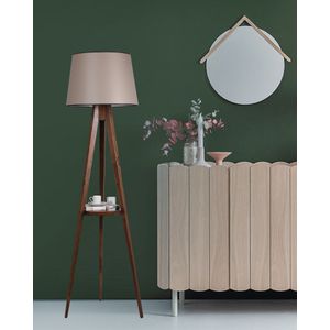 Sehbalı Tripod Ceviz Lambader Pramit 82 Abajurlu Walnut Floor Lamp