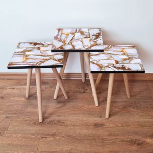 Set Stolića 3Shp106 - Bijeli, Zlatni i Braon (3 Komada)