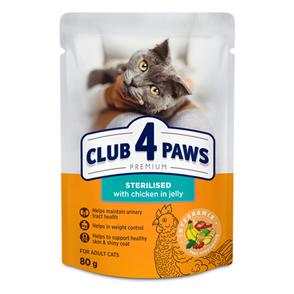 Club 4 Paw hrana za mačke sa piletinom sterilised 80g slika 1