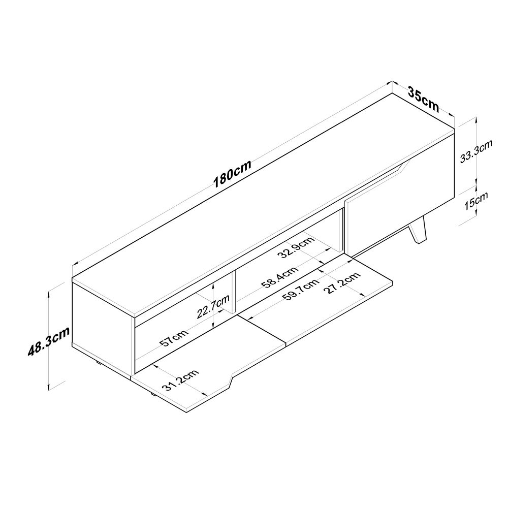 TV Stalak D1 - 2472 u bijeloj boji sa detaljima oraha slika 12