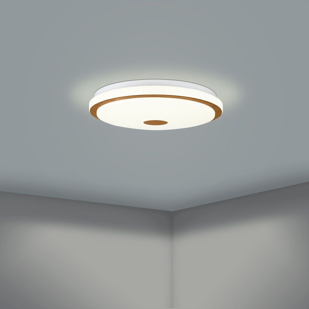 Eglo plafonjera 'Lanciano 1' - LED, 24W, dimabilna, bijela/drvo sa daljinskim upravljačem slika 4