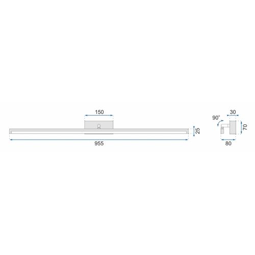 TOOLIGHT LED ZIDNA SVJETILJKA KUPAONICE IZNAD ZRCALA 20W 100CM APP375-1W CRNA slika 14