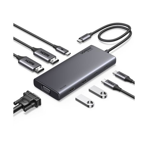 USB HUB UGREEN Revdok 8in1, USB-C na HDMI 4K@60, HDMI 4K@30, VGA, USB-C PD 100W, 2x USB-C, 2x USB-A slika 1