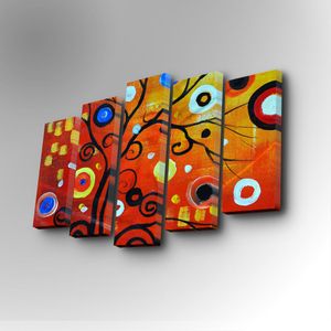 5PUC-008 Multicolor Decorative Canvas Painting (5 Pieces)