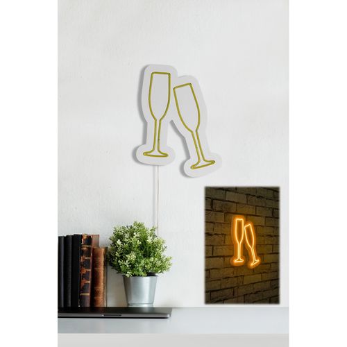 Wallity Ukrasna plastična LED rasvjeta, Champagne Glasses - Yellow slika 3