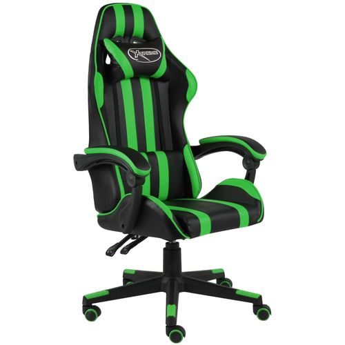 Igraća stolica od umjetne kože crno-zelena slika 1