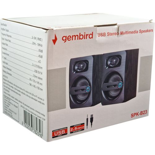 SPK-B23 * Gembird Stereo zvucnici black Wood, 2.5 inch, 6W RMS (2x3W) USB pwr, volume control, 3,5mm slika 4