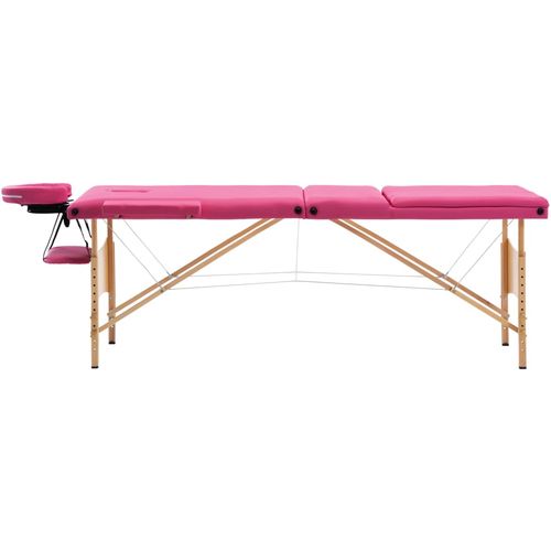 Sklopivi masažni stol s 3 zone drveni ružičasti slika 20