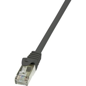 LogiLink CP2033S RJ45 mrežni kabel, Patch kabel cat 6 F/UTP 1.00 m crna sa zaštitom za nosić 1 St.