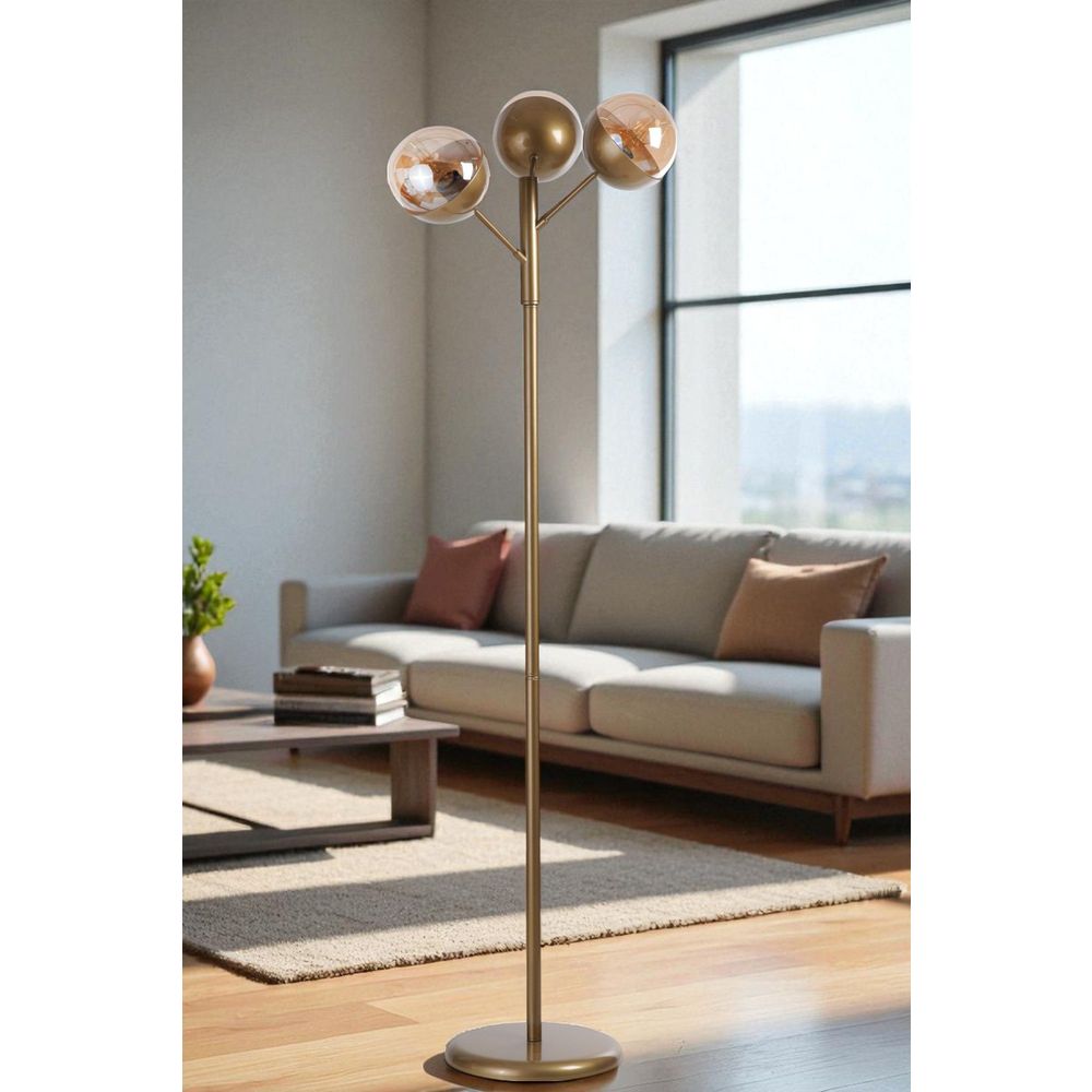 Opviq Podna lampa 319, med, crna slika 1