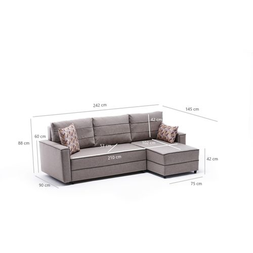 Atelier Del Sofa Kutna garnitura na razvlačenje, Krem, Ece Right - Cream slika 9