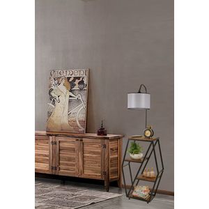 Sembol Ceviz Lambader Silindir Açık Hasır Gri Abajurlu Light Grey Floor Lamp