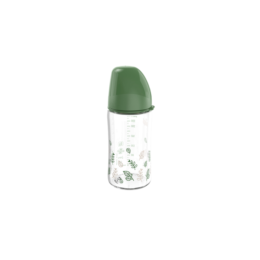 nip® Staklena flašica širokog grla Cherry Green 240ml 0m+, Green slika 3