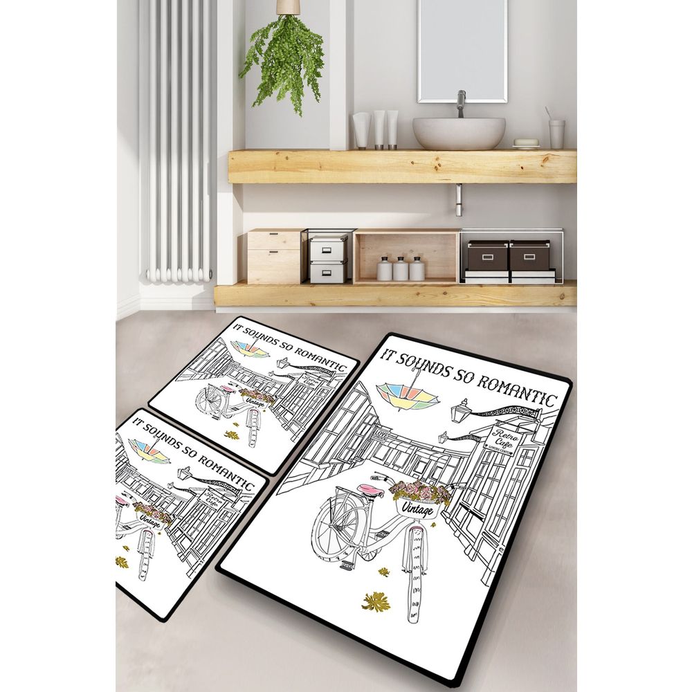 Set Šarenih Kupatilskih Podmetača 'It Sounds So Romantic' (3 Komada) slika 1