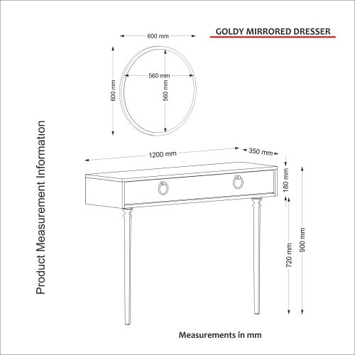 Woody Fashion Stol za posuđe, Orah, Goldy Aynalı - Walnut slika 8