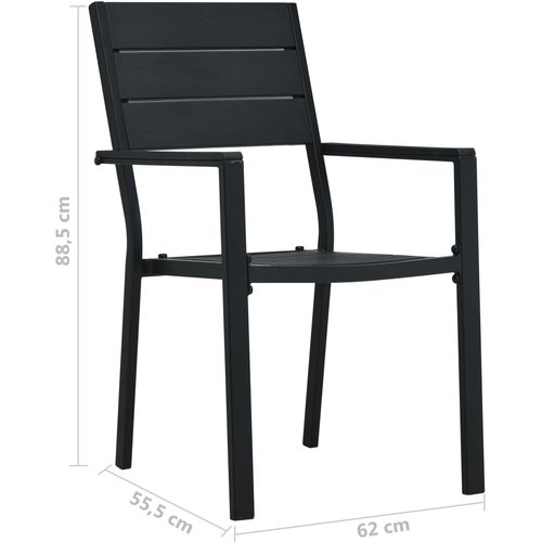 Vrtne stolice 2 kom crne HDPE s izgledom drva slika 33