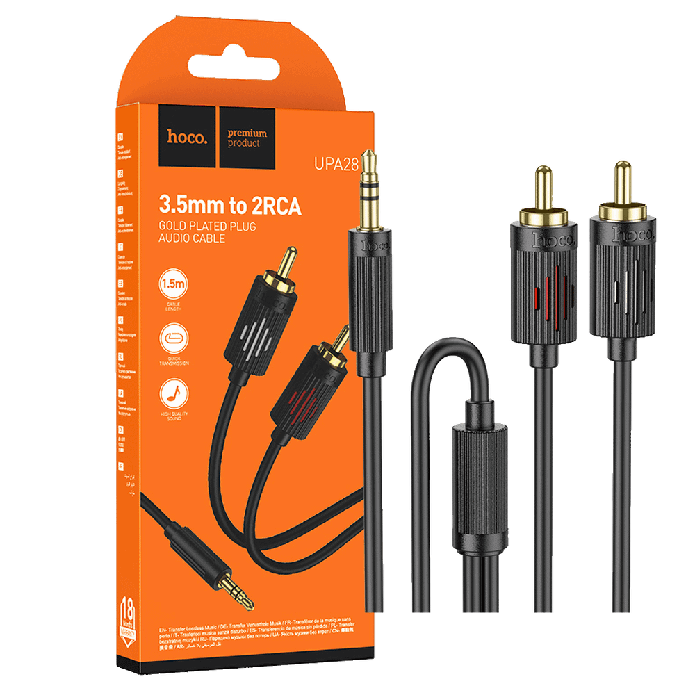hoco. Audio kabl 2 x RCA na 3.5 mm, 1.5 met. - UPA28 slika 1