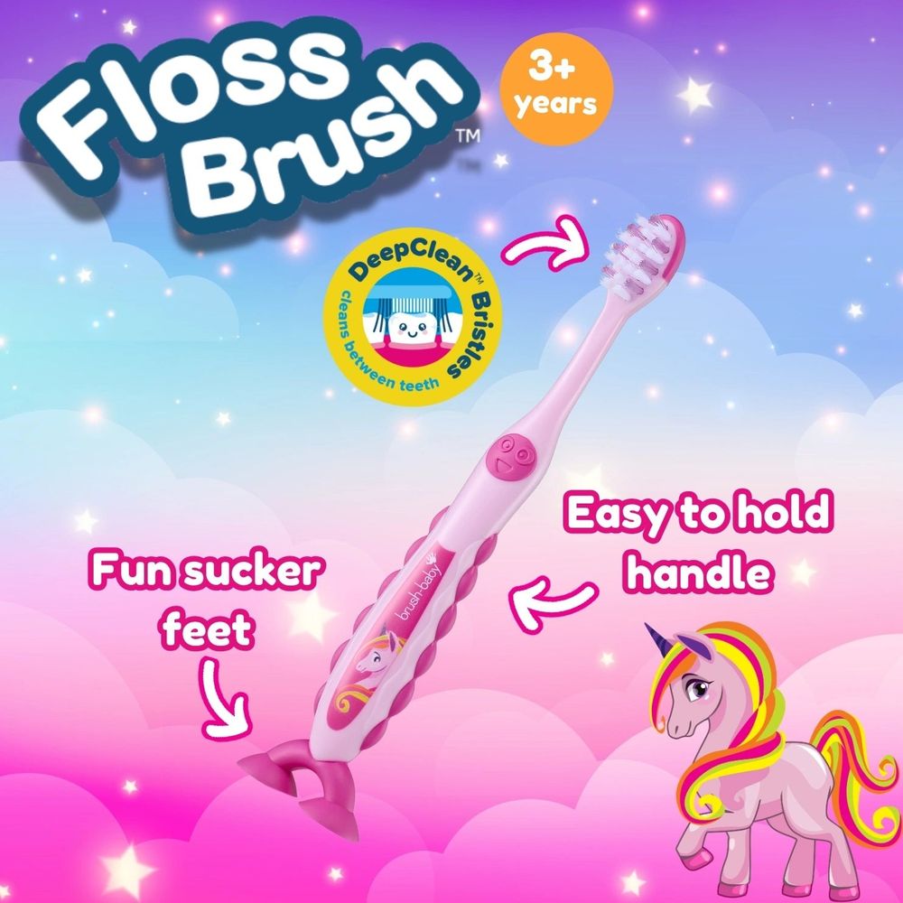 Brush-Baby Dječija četkica za zube FlossBrush 3-6 godina - Unicorn, 2kom slika 3
