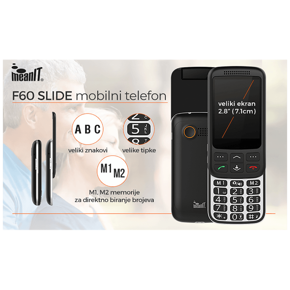 MeanIT Telefon mobilni, 2.8" zaslon ( 7.1 cm ), Dual SIM - F60 SLIDE slika 2