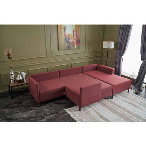 Atelier Del Sofa Kutna garnitura na razvlačenje, Bordo crvena, Eris - Claret Red slika 5