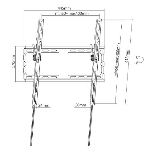 Manhattan zidni TV nosač tilt 32-70'' 45kg slika 7