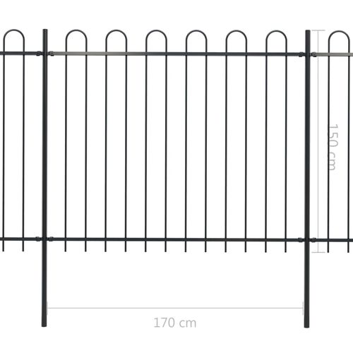 Vrtna ograda s ukrasnim lukovima čelična 6,8 x 1,5 m crna slika 5