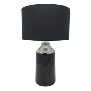 Stolna svjetiljka DKD Home Decor Crna Poliester Srebro Gres Keramika (32 x 32 x 52 cm)