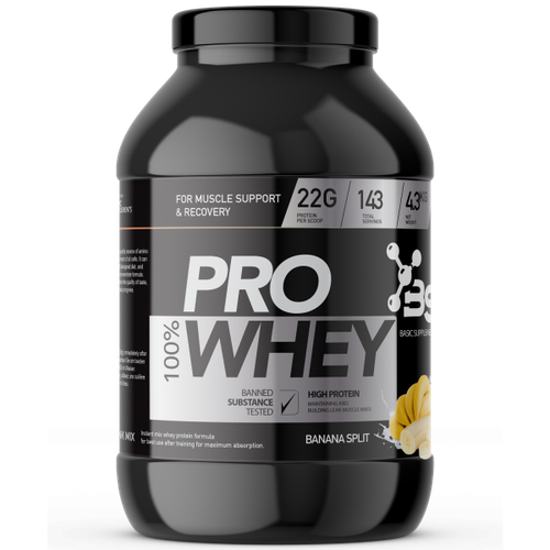 100% PRO WHEY 4.3KG BASIC SUPPLEMENTS -  Banana Split slika 1