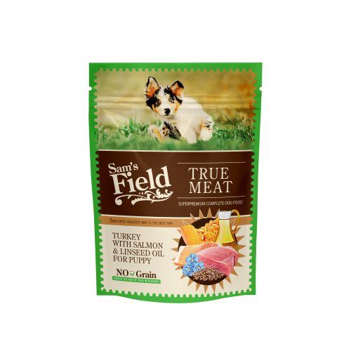 SAM´S FIELD True Meat Puppy Hrana za Pse Puretina, Losos i Laneno ulje, 260 g slika 1