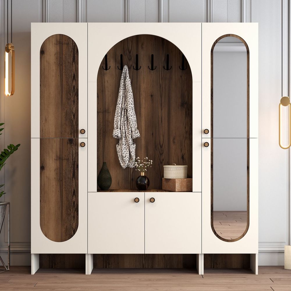 Hall Stand Palermo KLM - Krem i Orah slika 1