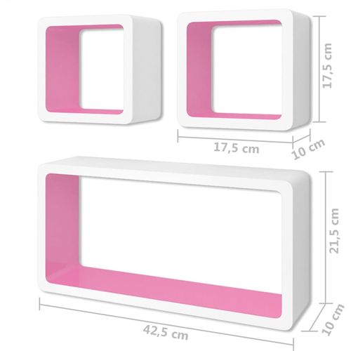 Zidne kockaste police 6 kom bijelo-ružičaste slika 32