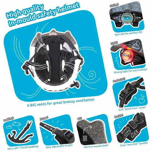 CrazySafety 3D dječja kaciga Shark Black - s LED svjetlom slika 3
