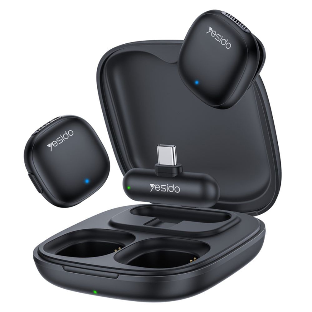Bežični mikrofon Yesido KR21 USB-C 2-komada - crni slika 1