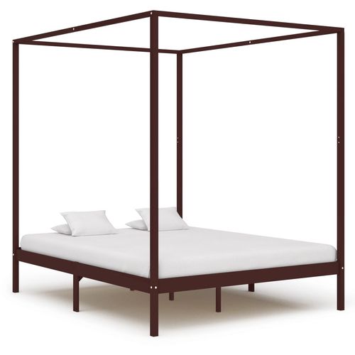 Okvir za krevet s baldahinom od borovine tamnosmeđi 180x200 cm slika 26