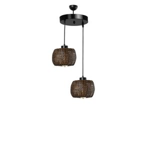 Tıger 2 Li Tepsili Ceviz Rattan Sarkıt Bronze Chandelier