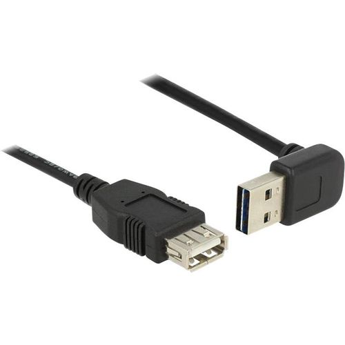 USB 2.0 priključni kabel pod kutom [1x USB 2.0 utikač A - 1x USB 2.0 ženski utikač A] 1 m crna dvostrani utikač, pozlaćeni utični kontakti, slika 3