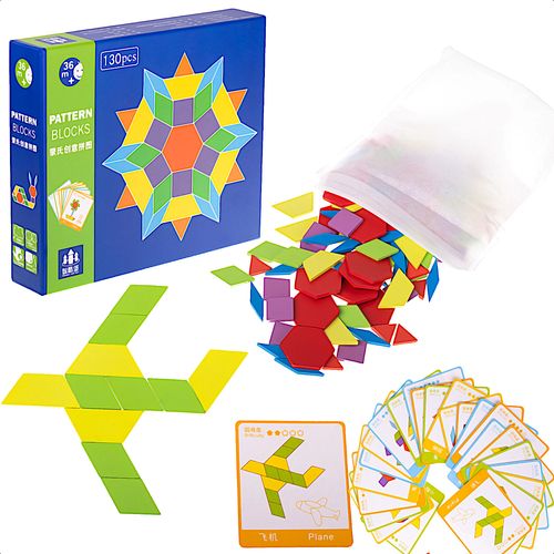 Montessori puzzle, drveni oblici 155 elementa slika 1