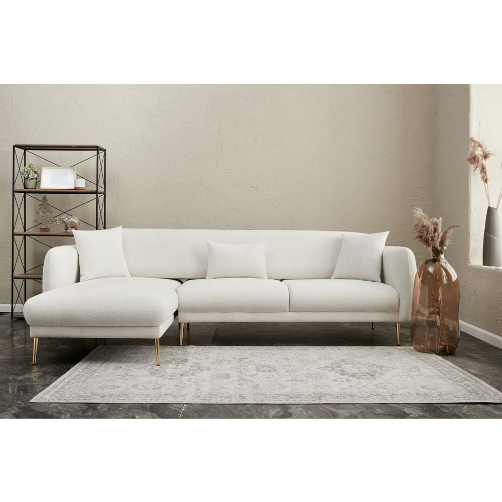 Simena Lijevi - Krem Zlatni Kutni Sofa-Krevet slika 1