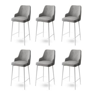 Enox - Sivi i Bijeli Bar Stolac Set (6 Komada)