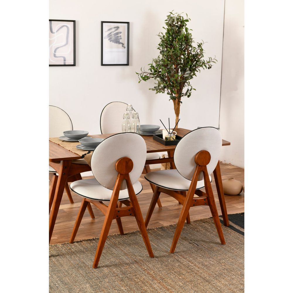 Touch Wooden - Set stola i stolica od orahovog drveta 'Cream Walnut' (5 komada) slika 2