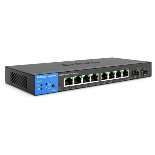 LINKSYS LGS310MPC-EU 8-portni upravljivi Gigabit PoE+ switch sa 2 1G SFP uplink-a 110W slika 1