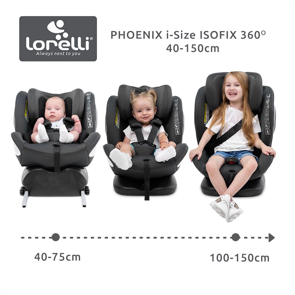 Lorelli Autosjedalica Phoenix i-Size Isofix 40-150cm Grey Jasper slika 3