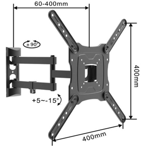 Zglobni TV nosac 17"- 55"do 30kg Vesa 400*400 slika 1