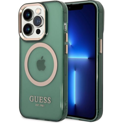 Guess Futrola za iPhone 14 Pro Max GOLD OUTLINE TRANSLUCENT KAKI MagSafe slika 1