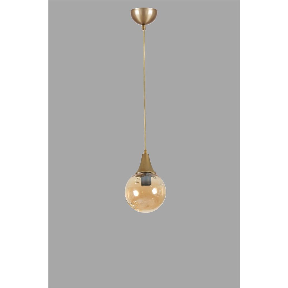 Afra Tekli Eskitme Bal Camlı Sarkıt Amber Gold Luster slika 4