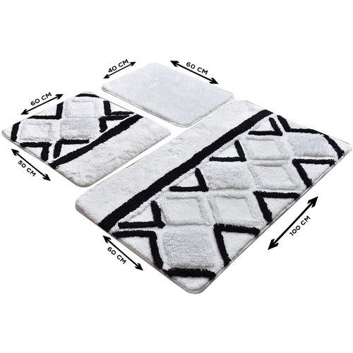 Jane - White Multicolor Acrylic Bathmat Set (3 Pieces) slika 3