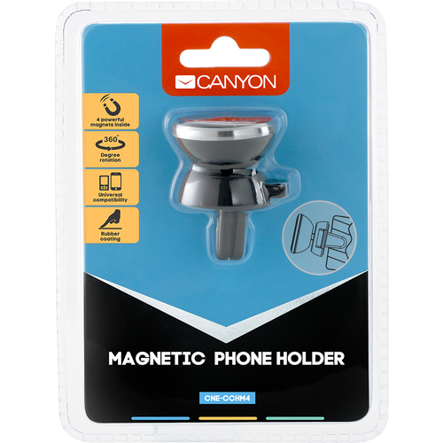 Canyon CH-4 Car Holder for Smartphones,magnetic suction function ,with 2 plates(rectangle/circle), black ,40*35*50mm 0.033kg slika 4