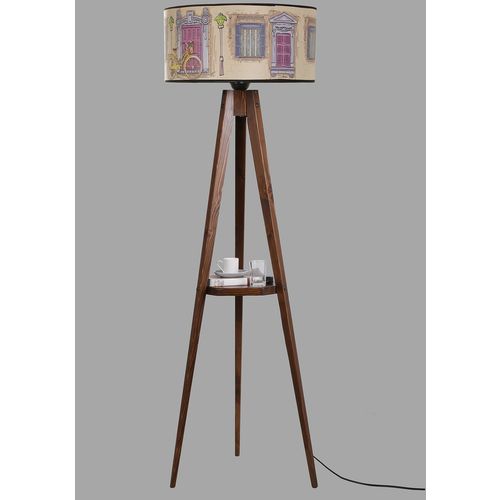 Sehbalı tripod lambader ceviz silindir 01 abajurlu Multicolor Floor Lamp slika 1